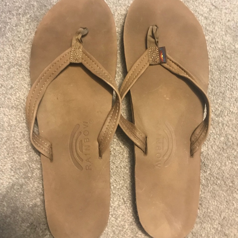 Dark brown rainbow flip flops
